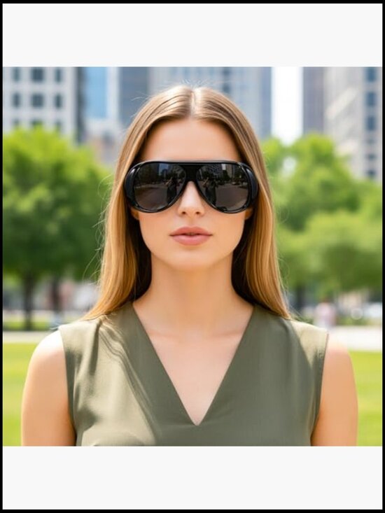 Retro Oversized Aviator Sunglasses Vintage 70s Style Big Square Shield main image 4